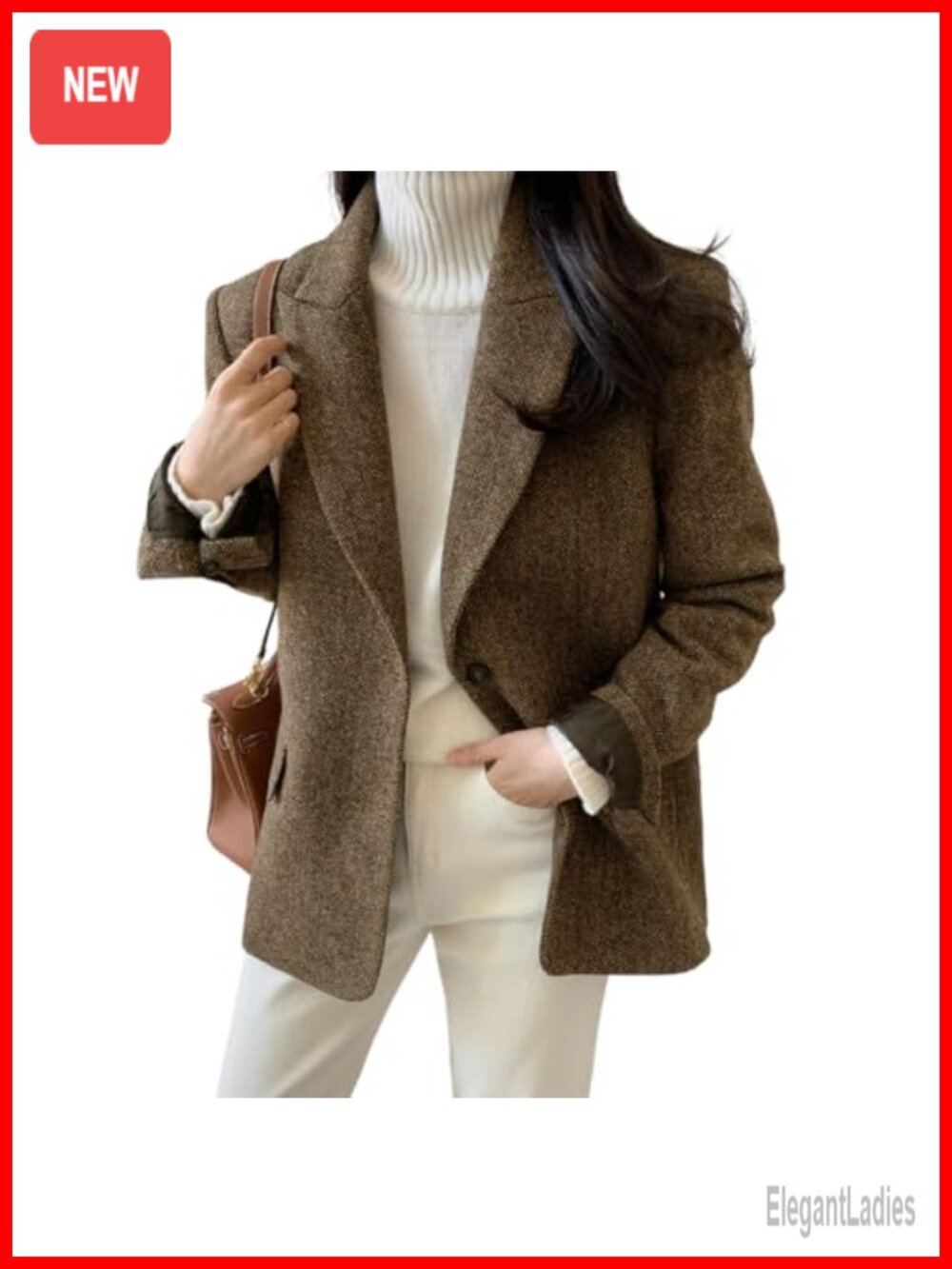Wool Blend Women's Blazer Jacket Single Breasted Work Coat